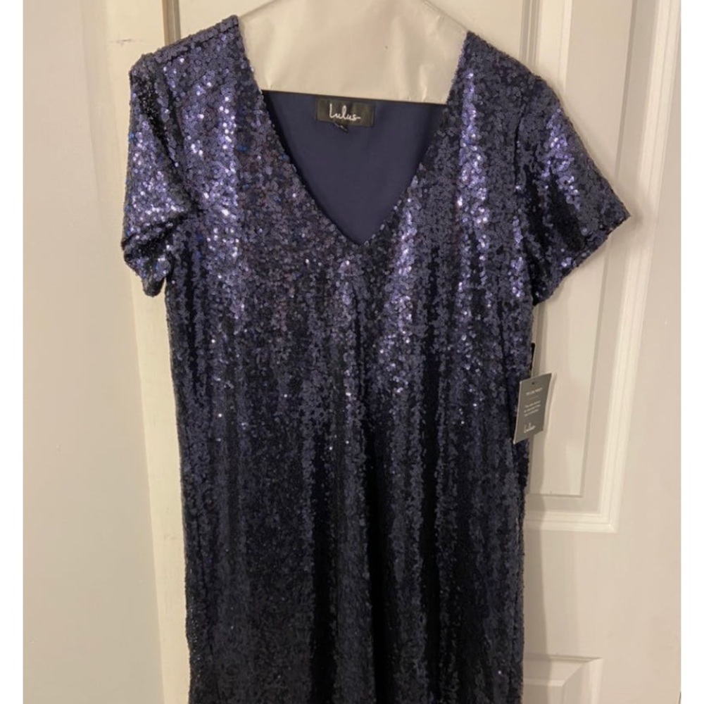 Navy Lulus Sequin Dress